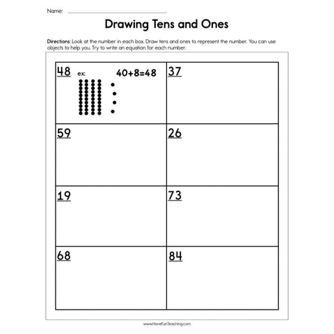 Drawing Tens and Ones Worksheet 2