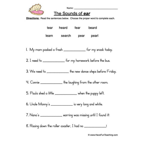 Ear Worksheet