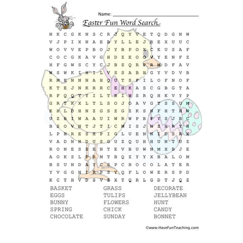 Easter Fun Word Search Worksheet