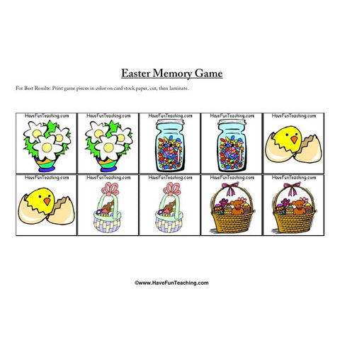 Easter Memory Worksheet