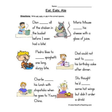 Eat Eats Ate Worksheet 2