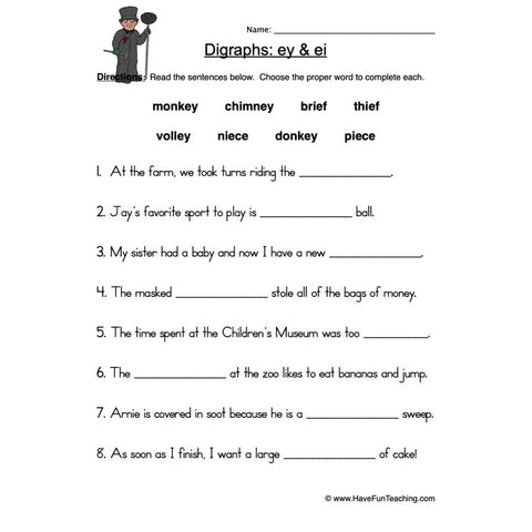 Ei Ey Digraphs Worksheet
