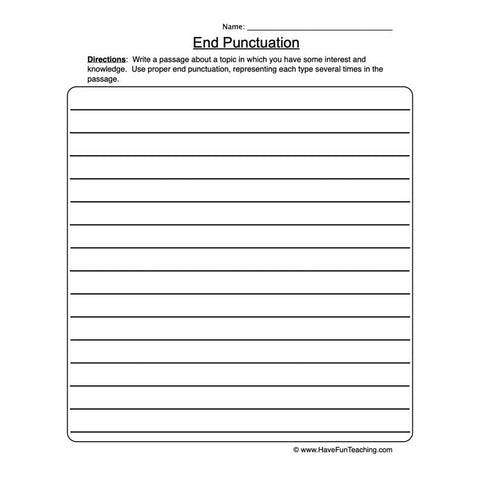 End Punctuation Worksheet 4