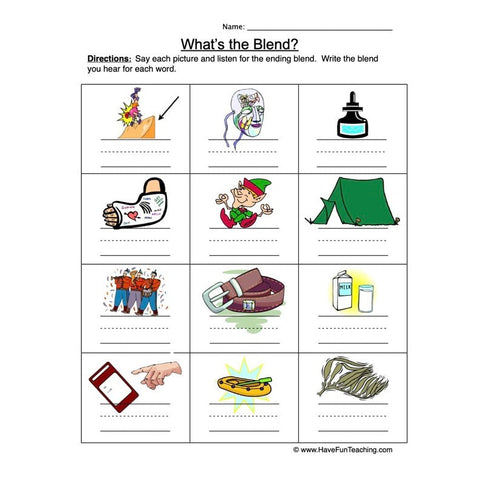 Ending Blends Worksheet
