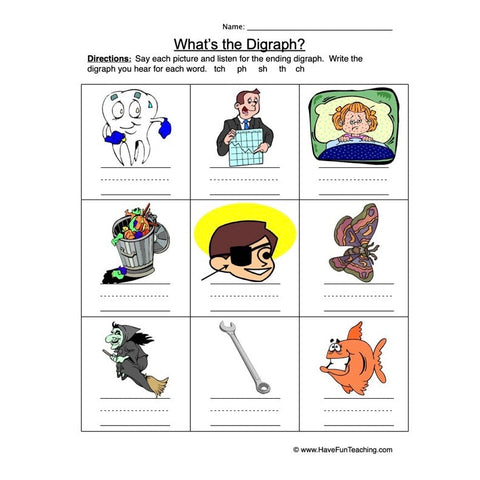 Ending Digraphs Worksheet