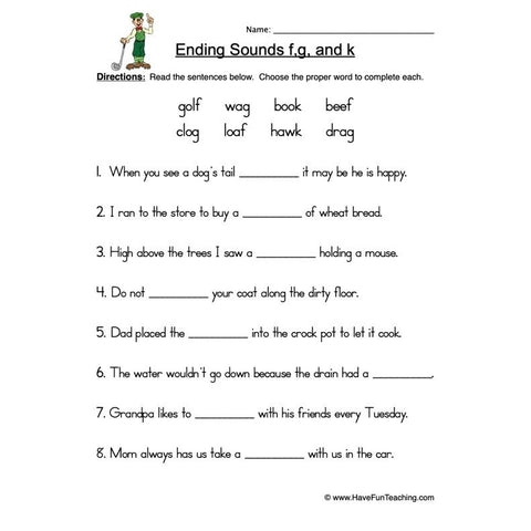Ending F G K Worksheet