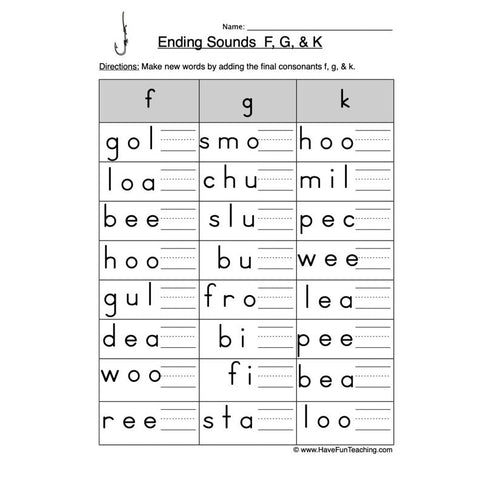 Ending F G K Worksheet 2