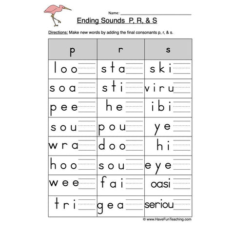 Ending P R S Worksheet 2