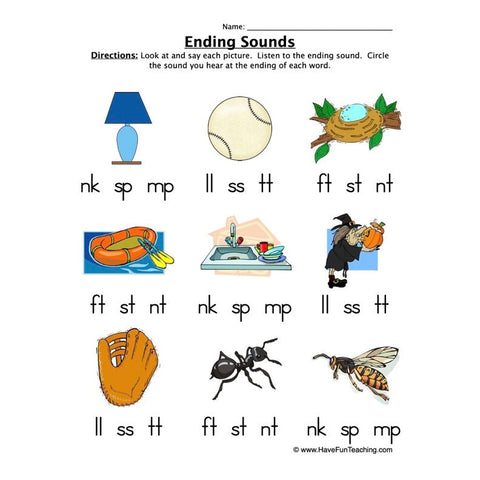 Ending Sounds Worksheet