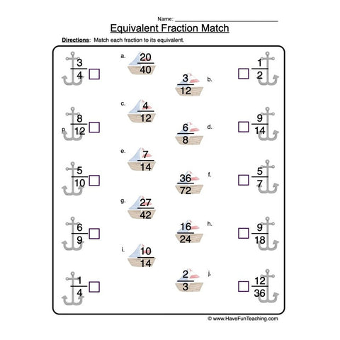 Equivalent Fractions Worksheet 2