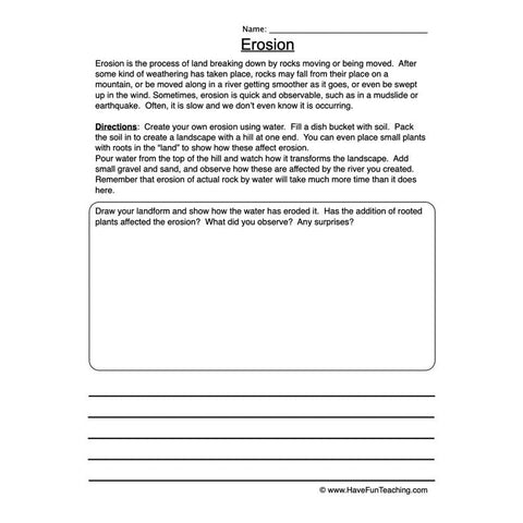Erosion Worksheet