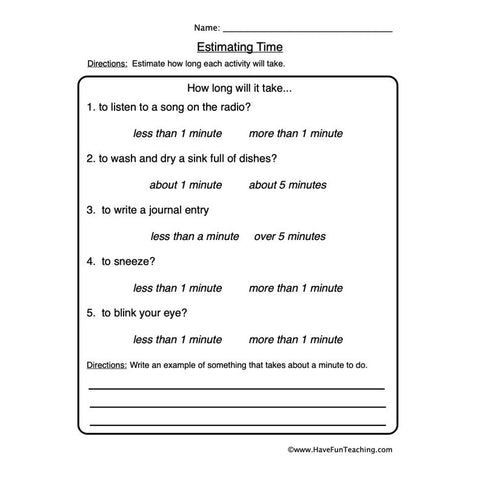 Estimation 2 Worksheet