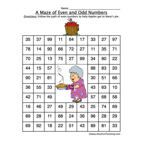 Even Number Maze Worksheet 2