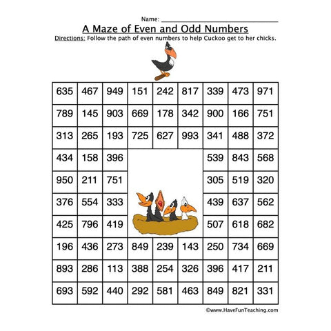 Even Number Maze Worksheet 3
