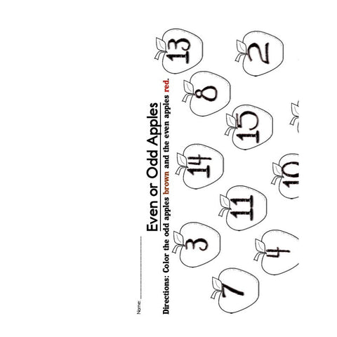 Even or Odd Apples Worksheet