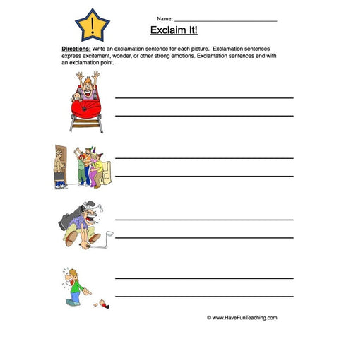 Exclamations Worksheet