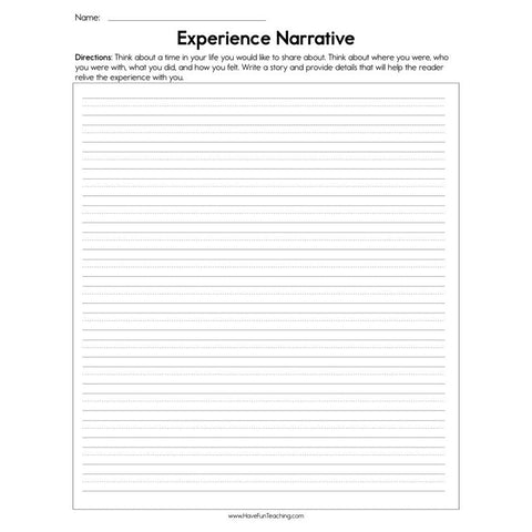 Experience Narrative Worksheet