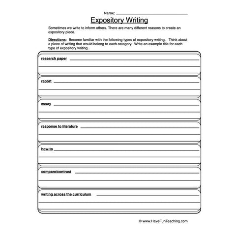 Expository Writing Worksheet