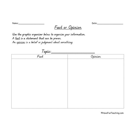 Fact and Opinion Landscape Graphic Organizer 2
