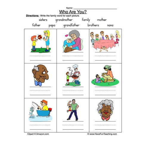 Family Names Worksheet