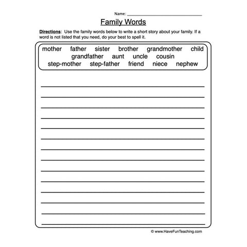 Family Words Worksheet