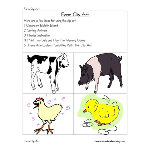 Farm Clip Art Worksheet