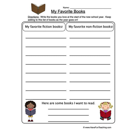 Favorite Books Worksheet