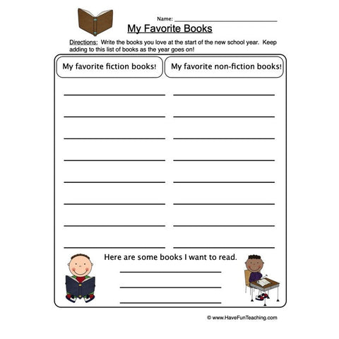 Favorite Books Worksheet 2