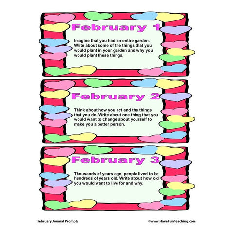 February Journal Prompts Worksheet