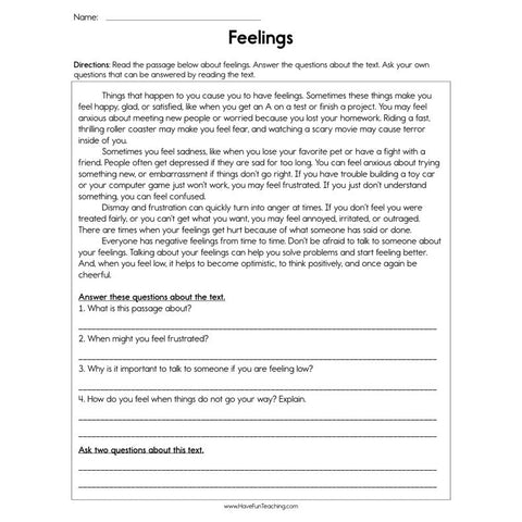 Feelings Worksheet