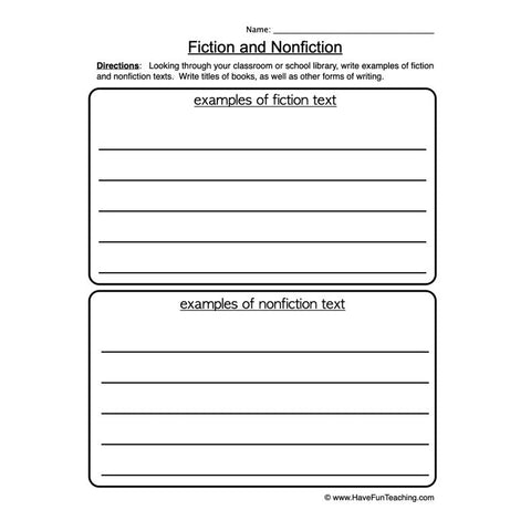 Fiction Nonfiction Worksheet 2