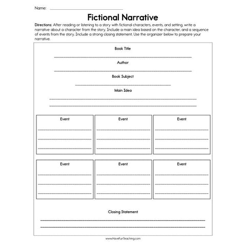 Fictional Narrative Worksheet
