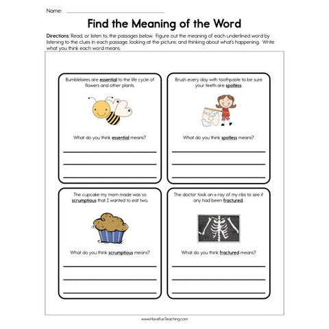 Find the Meaning of the Word Worksheet