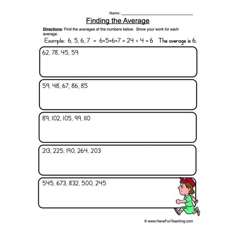 Finding Average Worksheet 3