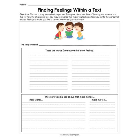 Finding Feelings Within a Text Worksheet