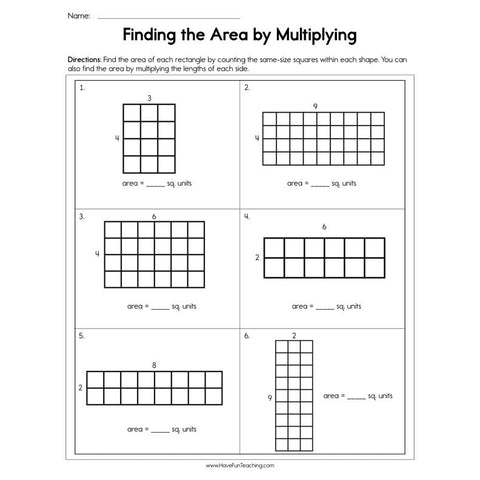 Finding the Area by Multiplying Worksheet