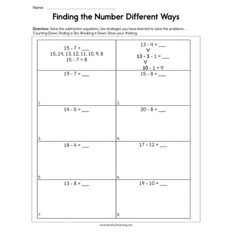 Finding the Number Different Ways Worksheet