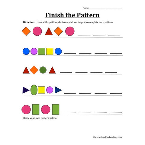 Finish the Pattern Worksheet