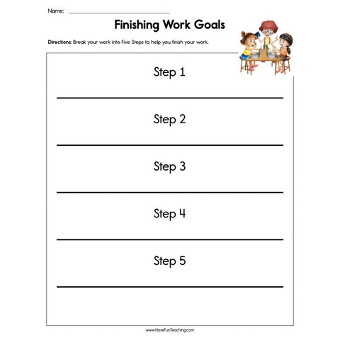 Finishing Work Goals Worksheet