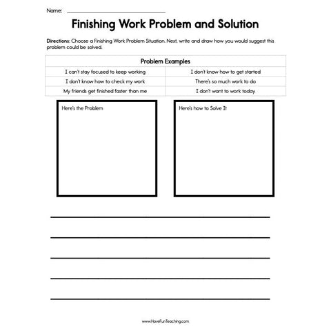 Finishing Work Problem Solution Worksheet