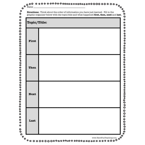 First Next Then Last Graphic Organizer