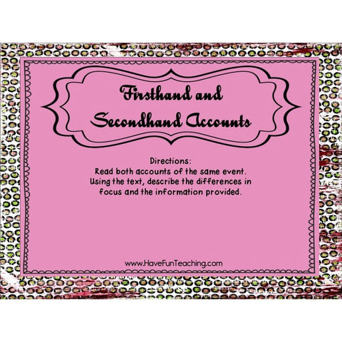 Firsthand and Secondhand Accounts Game