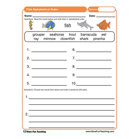 Alphabetical Order Worksheet 39