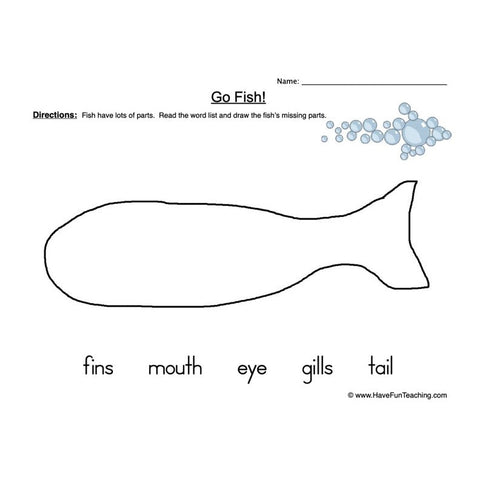 Fish Parts Worksheet 2