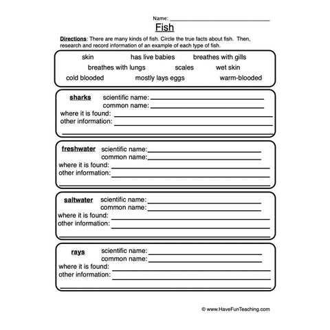 Fish Worksheet