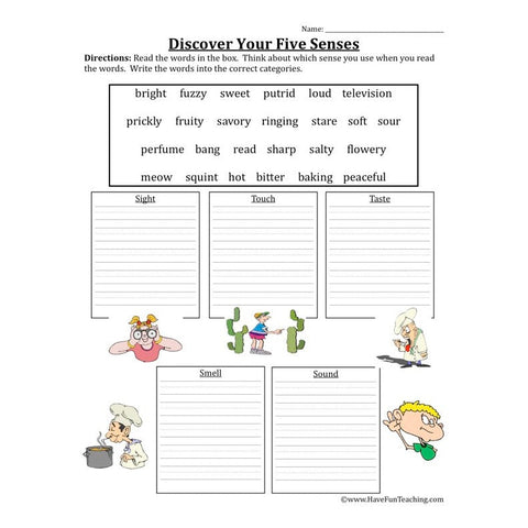 Five Senses Worksheet