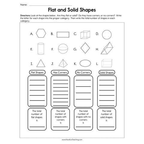 Flat and Solid Shapes Worksheet