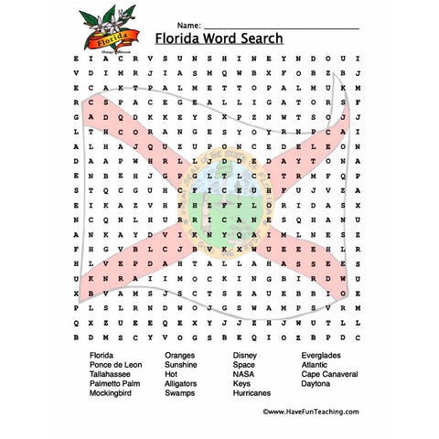 Florida Wordsearch Worksheet