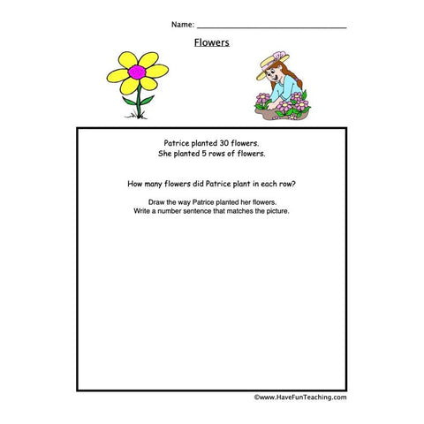 Flowers Multiplication Worksheet