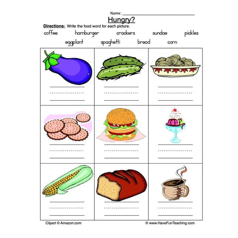 Food Names Worksheet 2